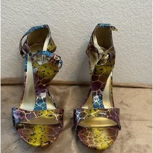 Michael Antonio Plum/Yellow/Teal/Gold/Black Heels
